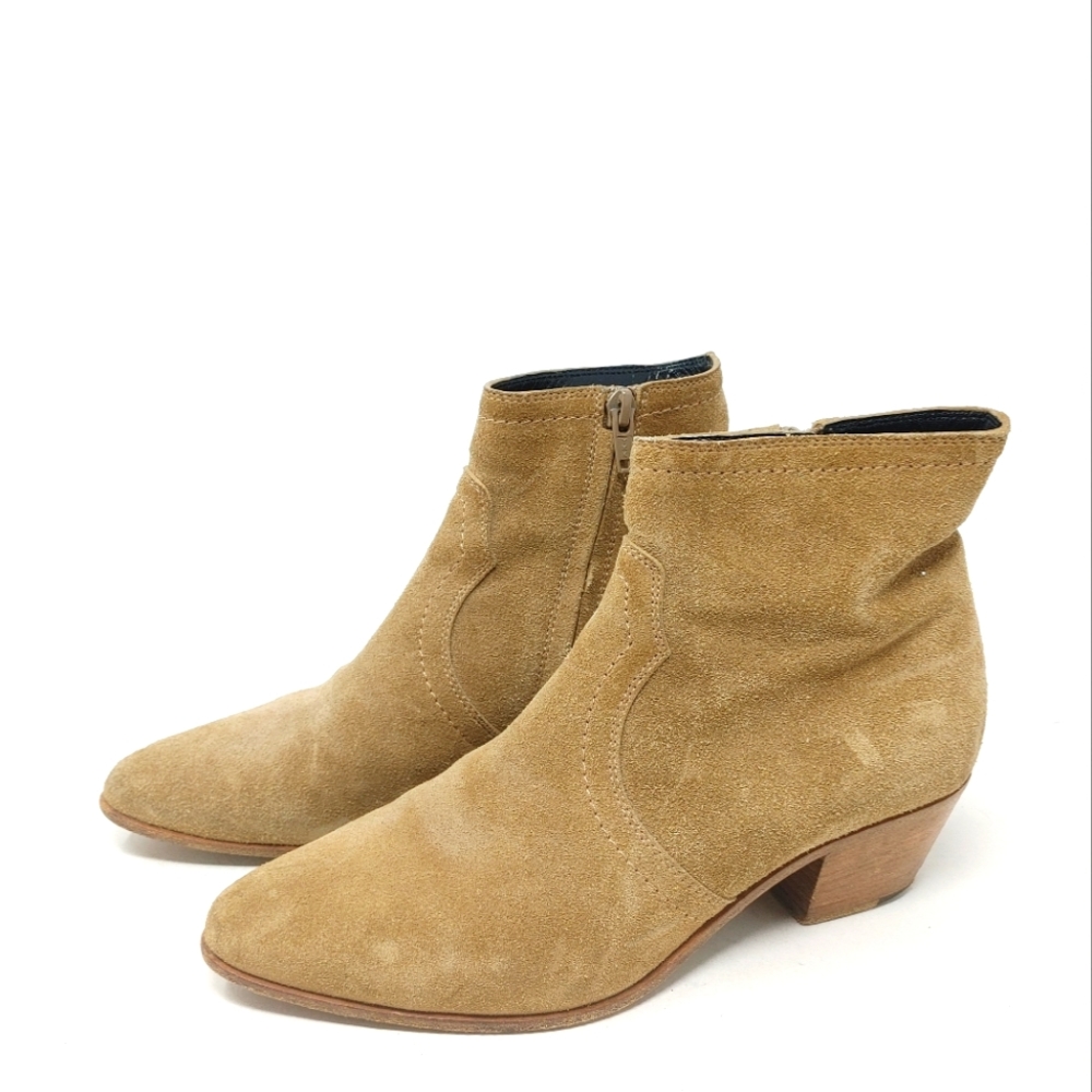Saint Laurent Sand Suede Side Zip Ankle Boots Size 35 1/2